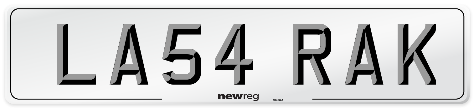 LA54 RAK Number Plate from New Reg